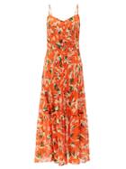 Matchesfashion.com Solid & Striped - The Tilda Floral-print Pleated Cotton Dress - Womens - Orange Print