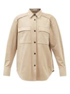 Proenza Schouler White Label - Flap-pocket Faux-suede Shirt - Womens - Light Brown