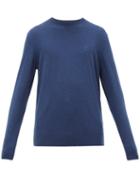 Matchesfashion.com Burberry - Logo Embroidered Cashmere Sweater - Mens - Blue