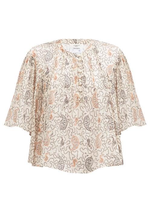 Matchesfashion.com Isabel Marant Toile - Algari Paisley-print Voile Top - Womens - Ivory Multi