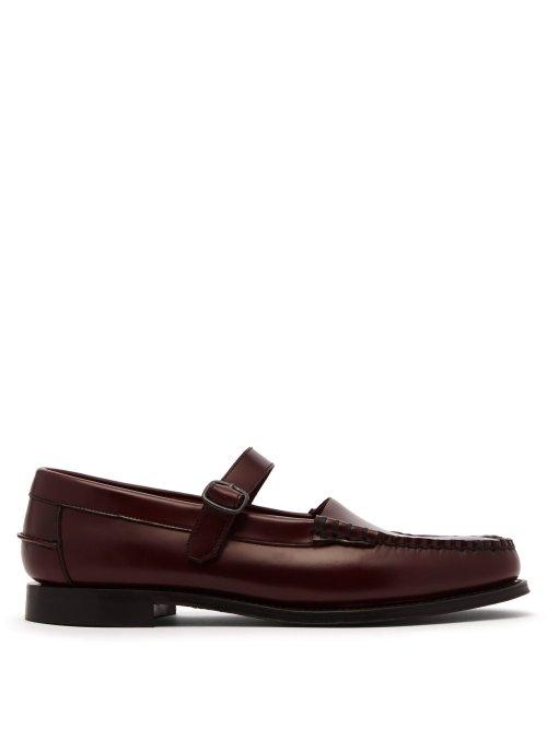 Matchesfashion.com Hereu - Banquer M Buckle Strap Leather Loafers - Mens - Burgundy