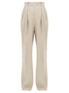 Matchesfashion.com Jw Anderson - Fringed Linen Wide-leg Trousers - Womens - Beige