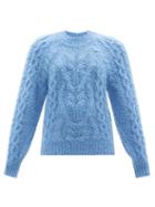 Isabel Marant - Enery Cable-knit Mohair-blend Sweater - Womens - Light Blue
