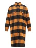 Ladies Rtw Mm6 Maison Margiela - Longline Checked Wool-blend Shirt Jacket - Womens - Orange Multi