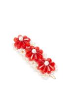 Matchesfashion.com Shrimps - Floral Bead And Faux Pearl-embellished Hair Clip - Womens - Red
