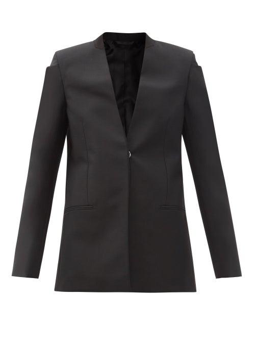Matchesfashion.com Givenchy - Collarless Wool-blend Grain De Poudre Suit Jacket - Womens - Black