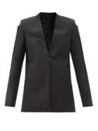 Matchesfashion.com Givenchy - Collarless Wool-blend Grain De Poudre Suit Jacket - Womens - Black