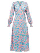 Matchesfashion.com Beulah - Vineeta Sujan Floral Print Silk Wrap Dress - Womens - Pink Multi