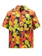 Loewe Paula's Ibiza - Cactus-print Silk-twill Shirt - Mens - Black Yellow