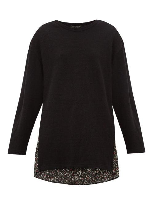 Matchesfashion.com Junya Watanabe - Floral Print Panel Wool Sweater - Womens - Black Multi