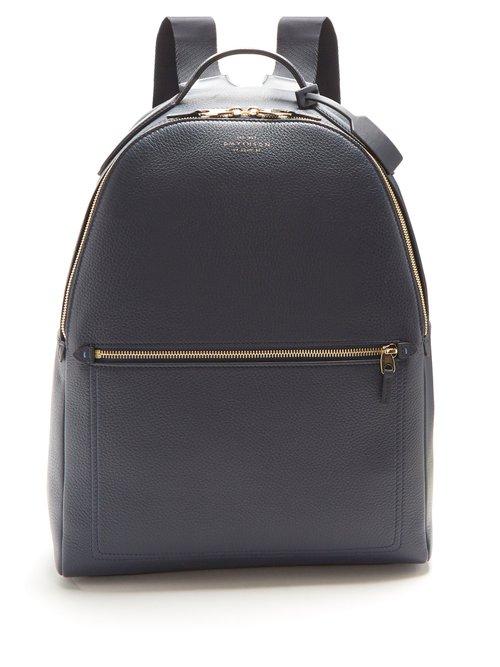 Matchesfashion.com Smythson - Burlington Leather Backpack - Mens - Navy