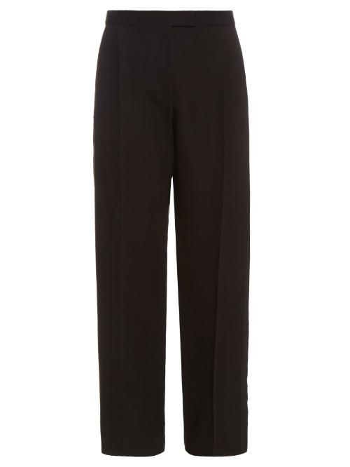 Alexander Mcqueen Wool And Silk-blend Frayed-edge Trousers