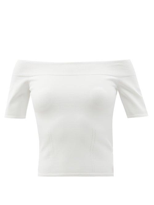 Ladies Rtw Alexander Mcqueen - Off-the-shoulder Stretch-knit Top - Womens - Ivory