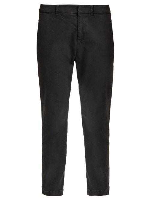 Matchesfashion.com Nili Lotan - Tel Aviv Straight Leg Stretch Cotton Trousers - Womens - Dark Grey