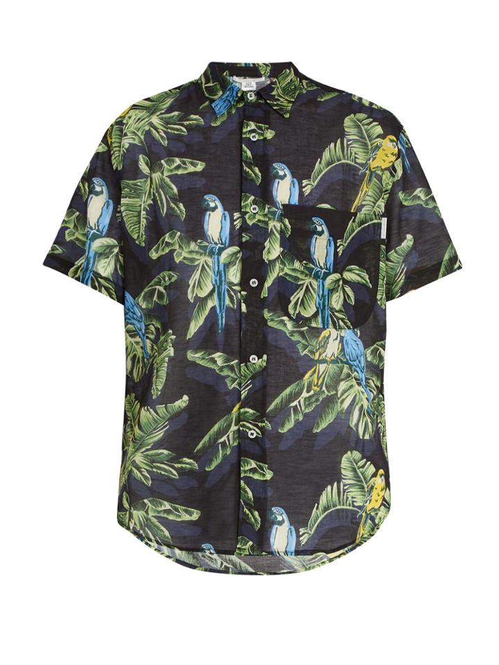 Stella Mccartney Ron Parrot-print Cotton And Linen-blend Shirt