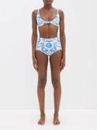 Borgo De Nor - X Talia Collins Bow Tie Printed High-rise Bikini - Womens - Blue White
