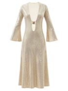 Dodo Bar Or - Jullie Plunge-neck Sequinned-jersey Dress - Womens - Gold