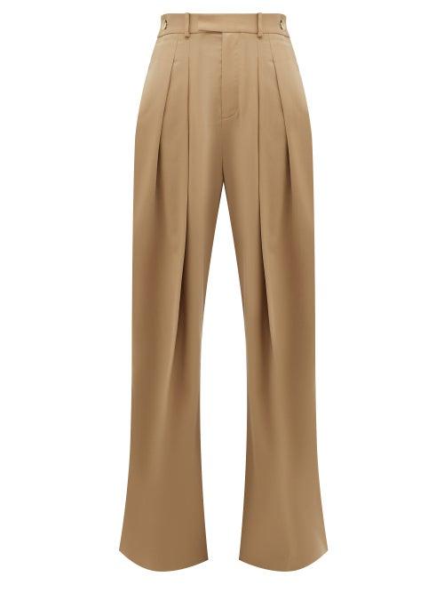 Matchesfashion.com Jw Anderson - High Rise Wool Twill Wide Leg Trousers - Womens - Beige