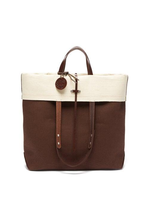 Matchesfashion.com Maison Margiela - Foldover Cotton-canvas Tote Bag - Mens - Dark Brown