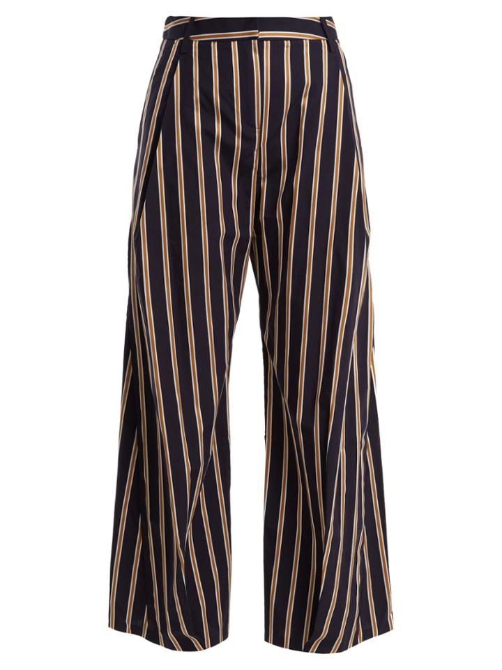 Palmer/harding Serra Wide-leg Cropped Striped Cotton Trousers