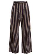 Palmer/harding Serra Wide-leg Cropped Striped Cotton Trousers