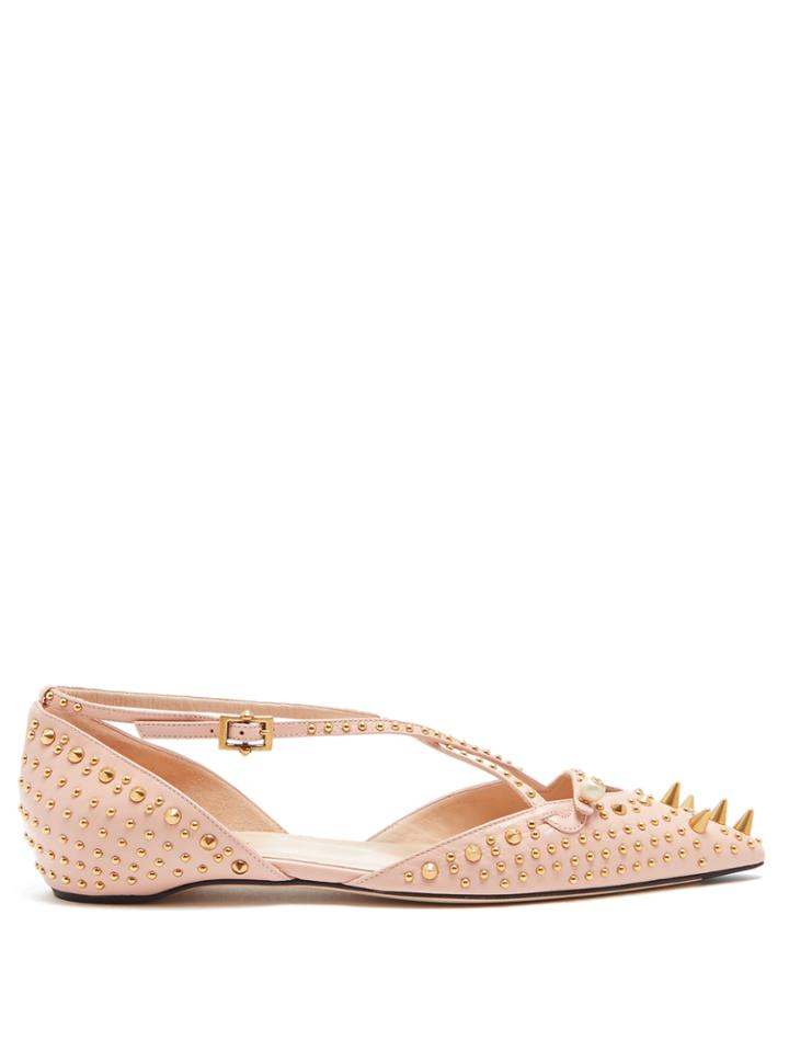 Gucci Unia Studded Leather Flats