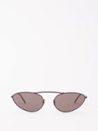 Saint Laurent Eyewear - Round Cat-eye Metal Sunglasses - Womens - Black