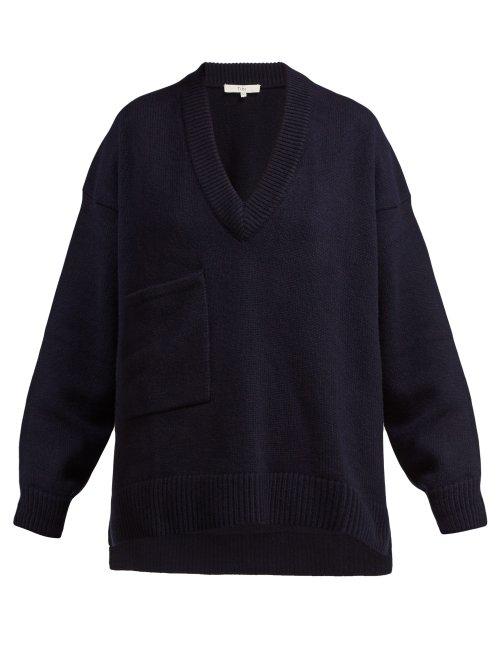 Matchesfashion.com Tibi - Patch Pocket Cashmere Sweater - Womens - Navy