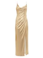 Matchesfashion.com Galvan - Mars Metallic Midi Dress - Womens - Gold