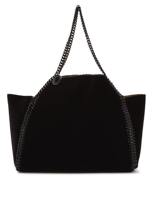 Matchesfashion.com Stella Mccartney - Falabella Small Reversible Velvet Tote Bag - Womens - Black