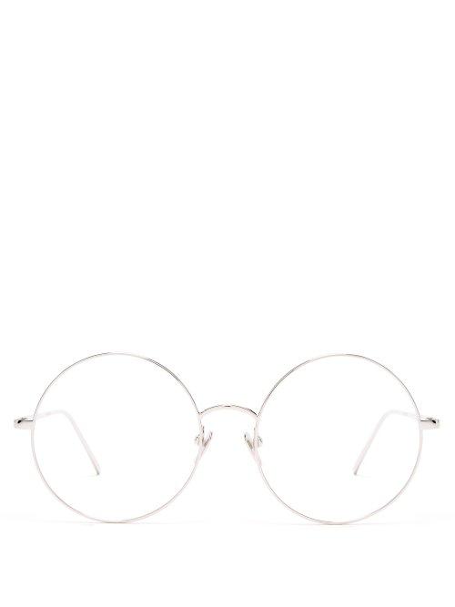 Matchesfashion.com Linda Farrow - Round Frame Silver Glasses - Womens - Silver