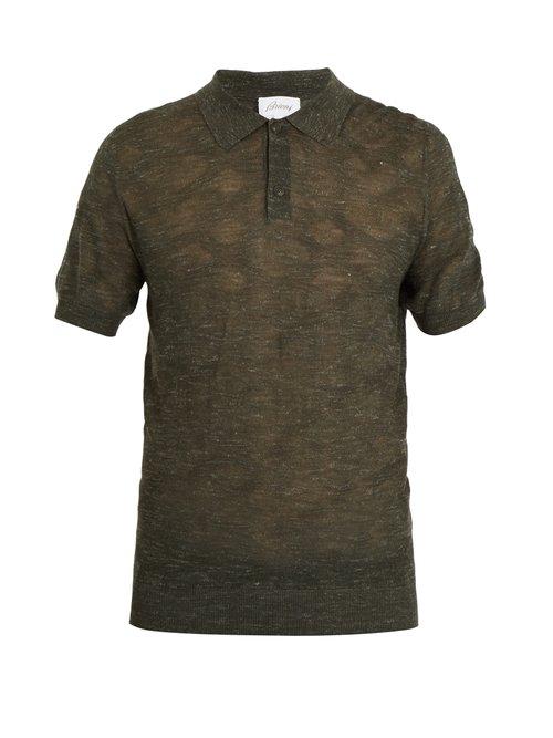 Matchesfashion.com Brioni - Point Collar Wool Blend Knit Polo Shirt - Mens - Green