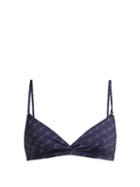 Matchesfashion.com Stella Mccartney - Monogram Print Triangle Bikini Top - Womens - Navy Multi