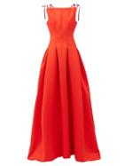 Matchesfashion.com Maison Rabih Kayrouz - High-neck Pleated Faille Gown - Womens - Red