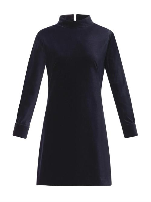 Freda Stand-collar Velvet Dress