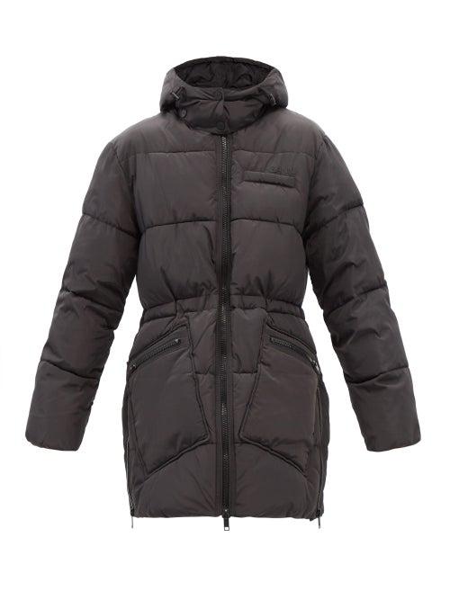 Ganni - Hooded Recycled-fibre Padded Jacket - Womens - Dark Grey