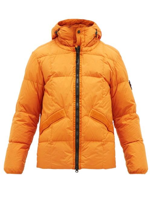 Matchesfashion.com Stone Island - Quilted Resin Coated Crinkle Rep Coat - Mens - Orange