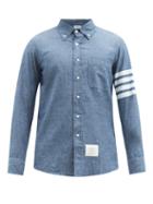 Matchesfashion.com Thom Browne - Four-bar Cotton-chambray Shirt - Mens - Blue