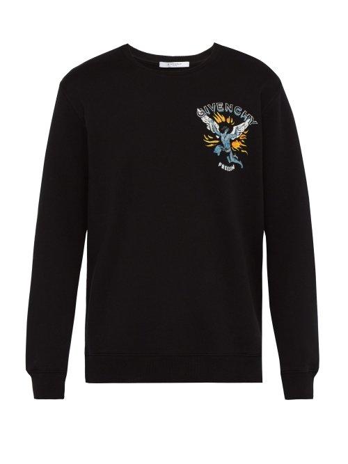 Matchesfashion.com Givenchy - Icarus Print Cotton Sweatshirt - Mens - Black