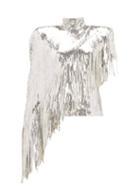 Matchesfashion.com Balmain - Asymmetric-fringe Sequinned Top - Womens - Silver