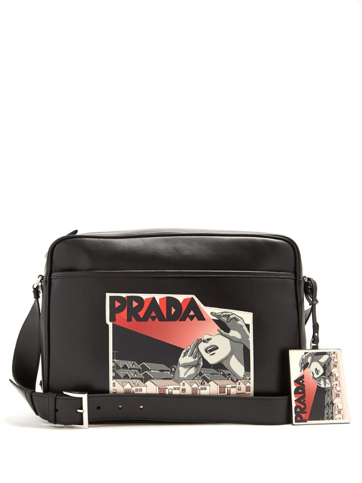 Prada Comic-strip Print Leather Messenger Bag