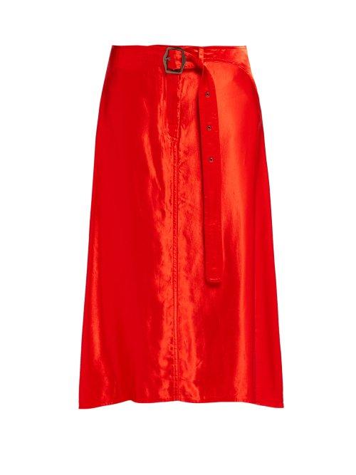 Matchesfashion.com Sies Marjan - Rayna Buckled Satin Skirt - Womens - Red