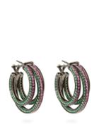 Matchesfashion.com Lynn Ban - Sonic Sapphire & Rhodium Plated Hoop Earrings - Womens - Pink Multi