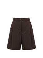 Matchesfashion.com Edward Crutchley - Belted Pleat-front Wool-crepe Shorts - Womens - Brown