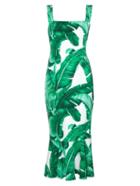 Dolce & Gabbana Banana Leaf-print Fluted-hem Dress