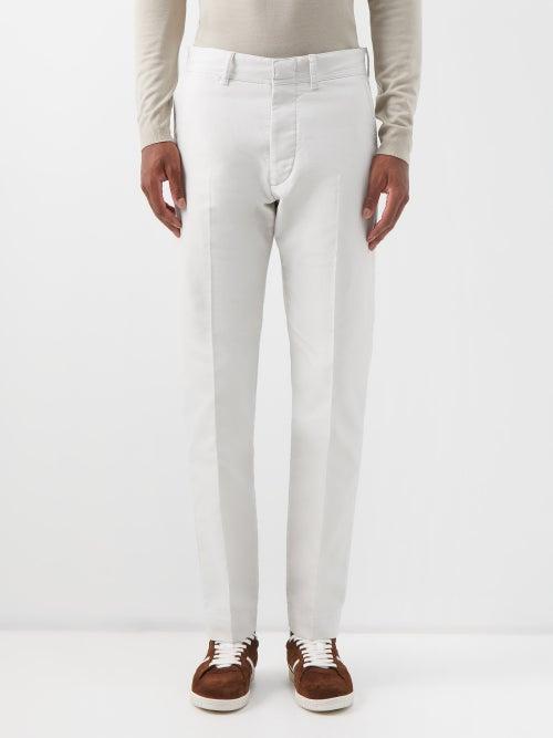Tom Ford - Flat-front Cotton Chinos - Mens - White