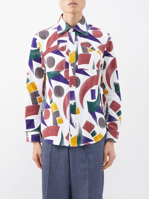 Sasquatchfabrix. - Abstract-print Denim Shirt - Mens - White