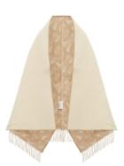 Matchesfashion.com Burberry - Helene Leather Trimmed Merino Blend Poncho Wrap - Womens - Nude