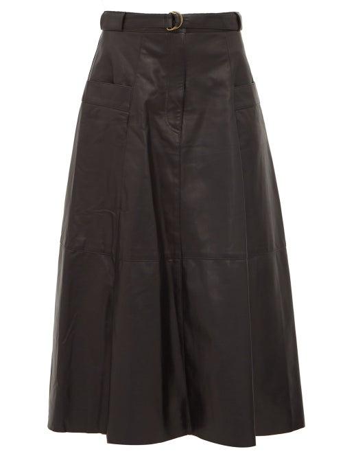 Matchesfashion.com Nili Lotan - Lila Panelled Leather A Line Skirt - Womens - Black