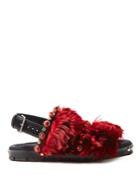 Marni Embellished Double-strap Fur Sandals